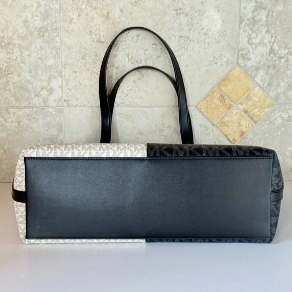 Michael Kors Jet Set Travel Medium Zip Top Shoulder Tote Bag MK Black Multi